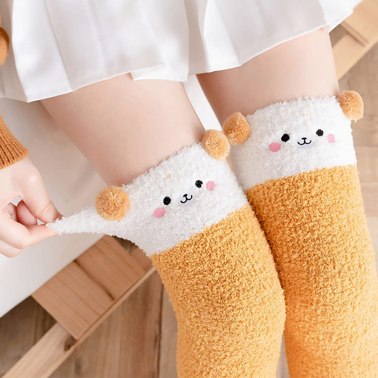 Fuzzy socks with animal theme