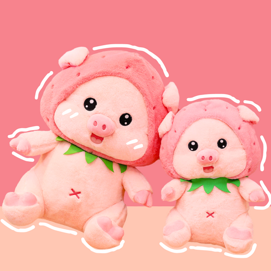 Pink Strawberry Pig Plush Toy (4 sizes)