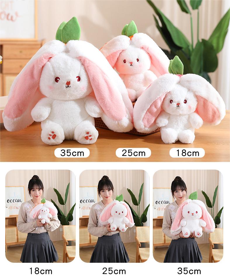 Reversible Bunny Plush (carrot and strawberry)