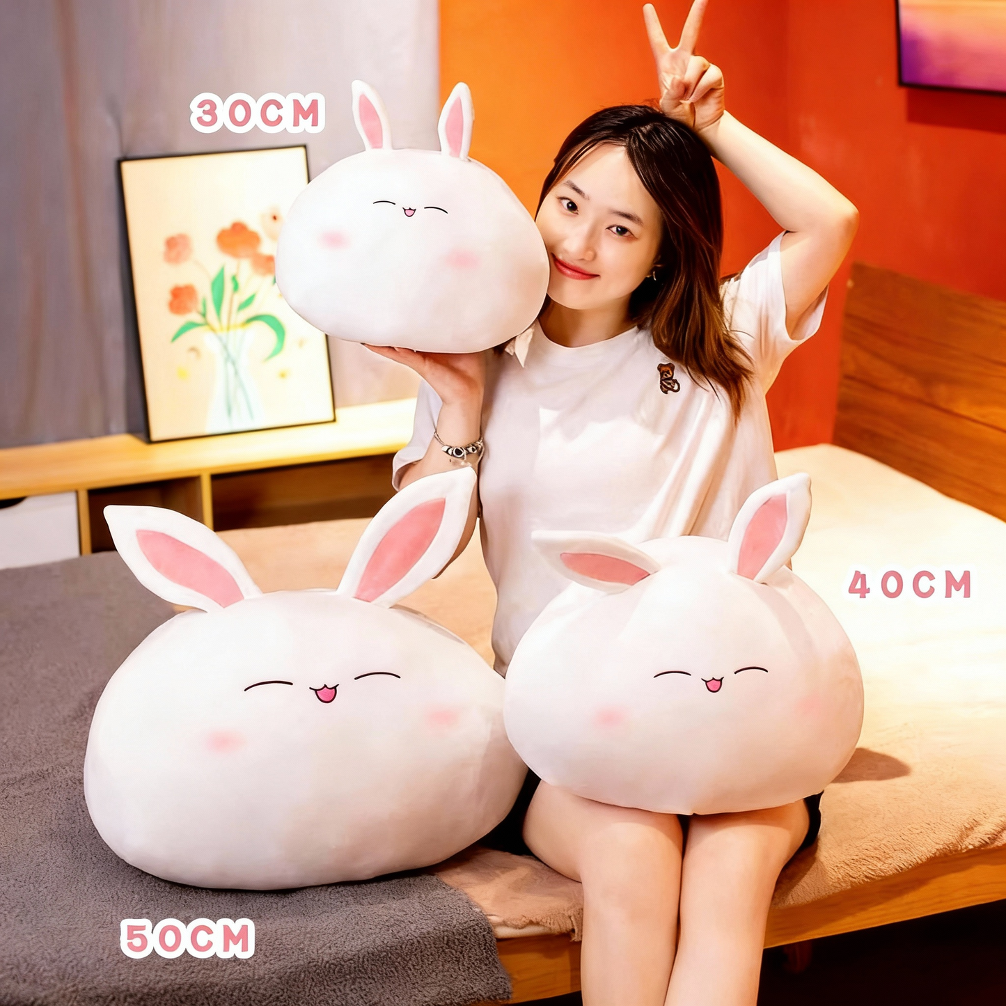 Rabbit Bun Stuffed Animal Plush Cushion