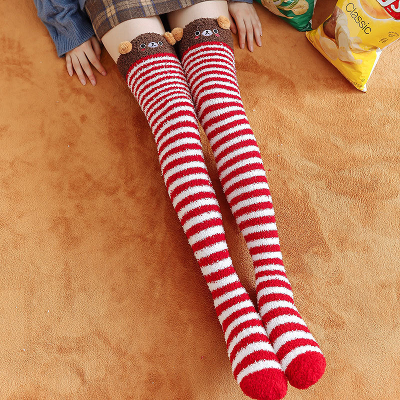 Cute Fuzzy Striped Animal Stockings