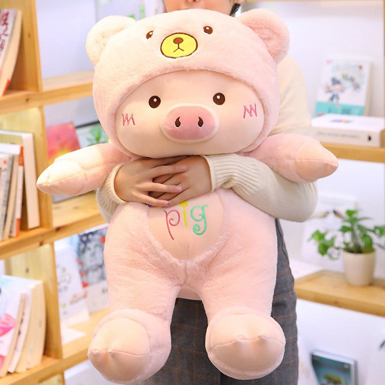Piggy With Hood Dressing Plush Toy