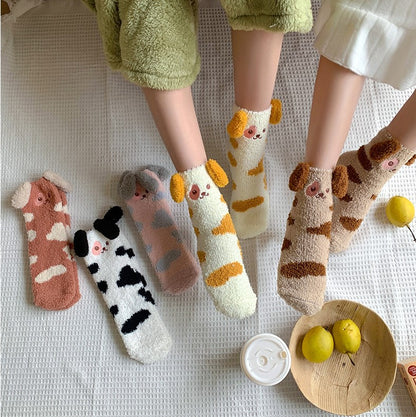 Cartoon Dog Fuzzy Socks