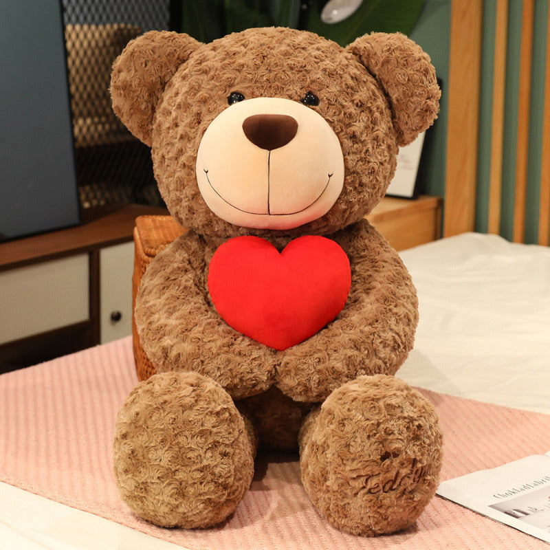 Brown Plush Bear with Plush Love Heart