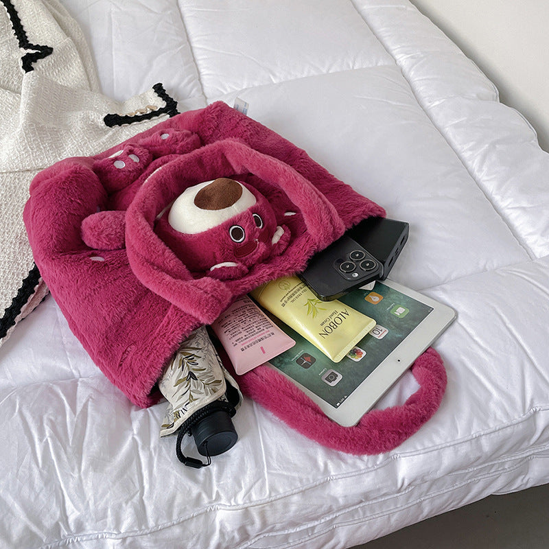 Strawberry Bear Plush Handbag