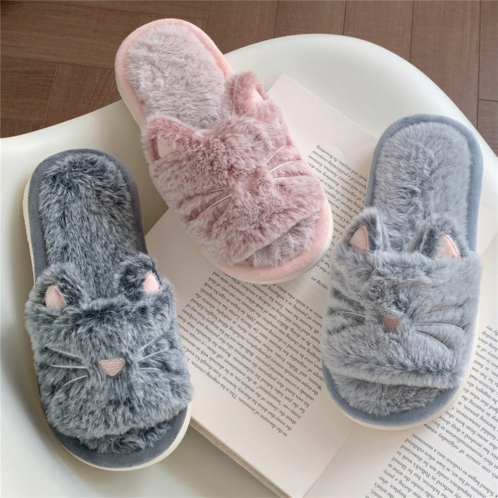 Furry Cat Ear Slippers