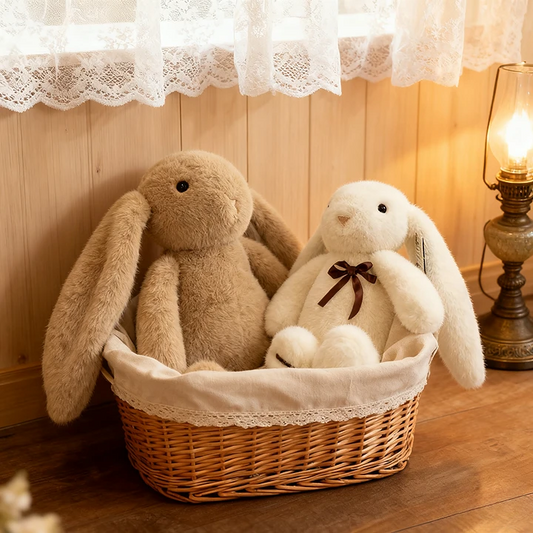 Rabbit Stuffed Animal Big Ears Plushie With Badge