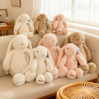 Rabbit Stuffed Animal Big Ears Plushie With Badge