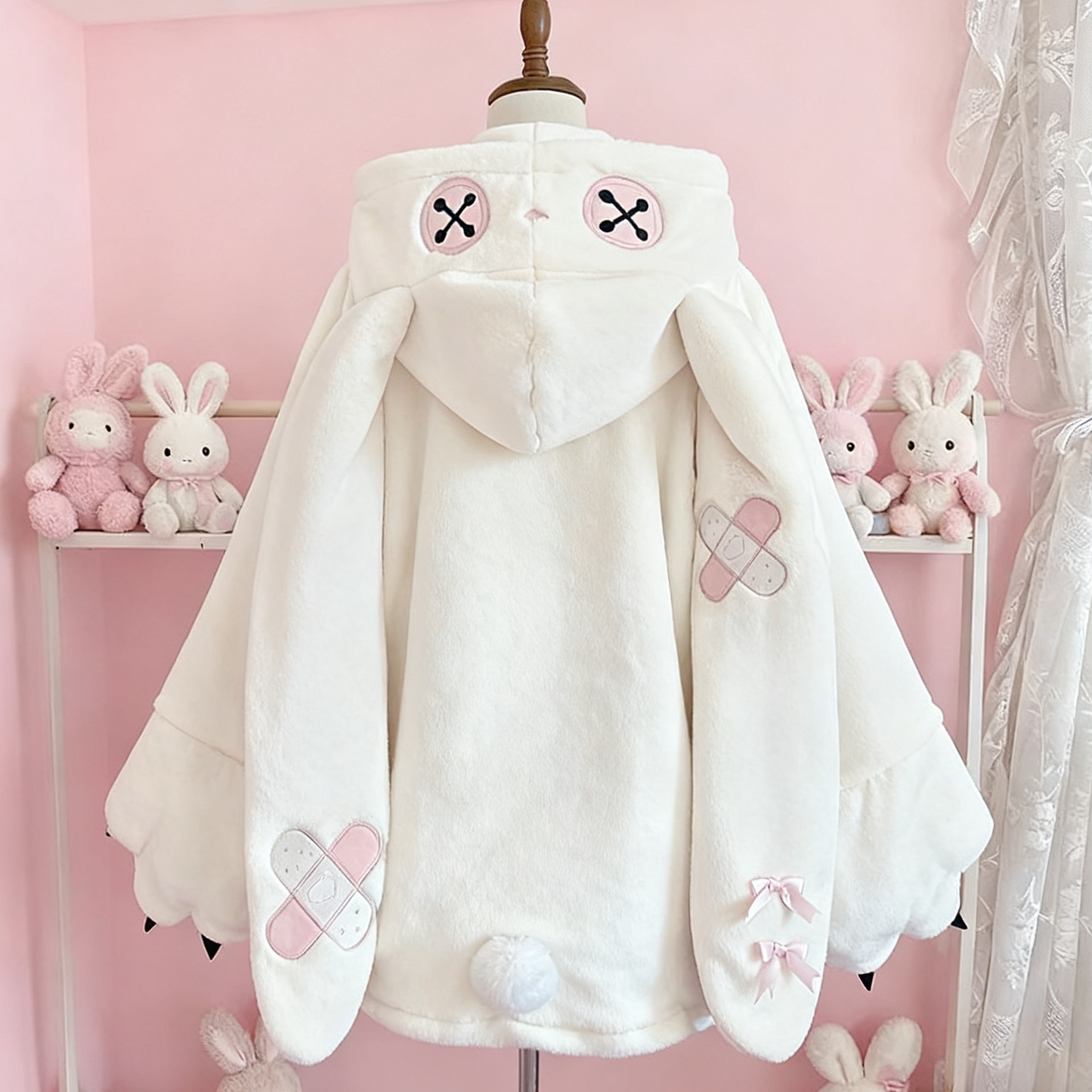 Bunny Hoodie With Bunny Ears Kawaii Plush Zip Up Coat