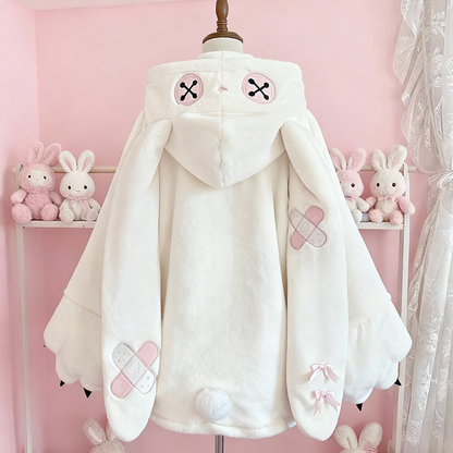 Bunny Hoodie With Bunny Ears Kawaii Plush Zip Up Coat