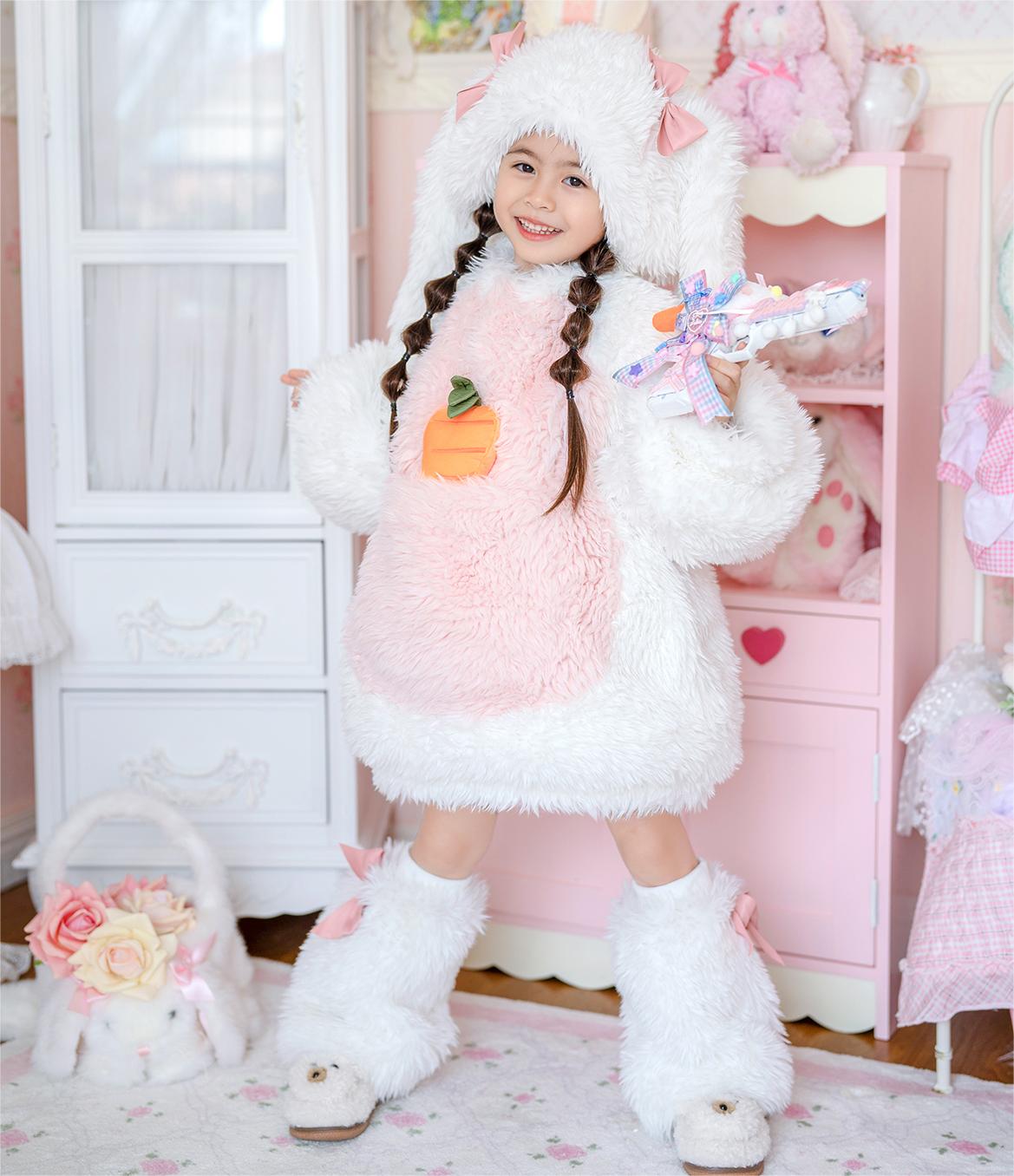 Bunny Suit Set | Plush & Fluffy Costumes for Easter Kid / 2'7" / 80cm Bunny Suit Set | Plush & Fluffy Costumes for Easter Kid / 2'7" / 80cm