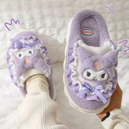 Plush Kuromi Slippers (purple)