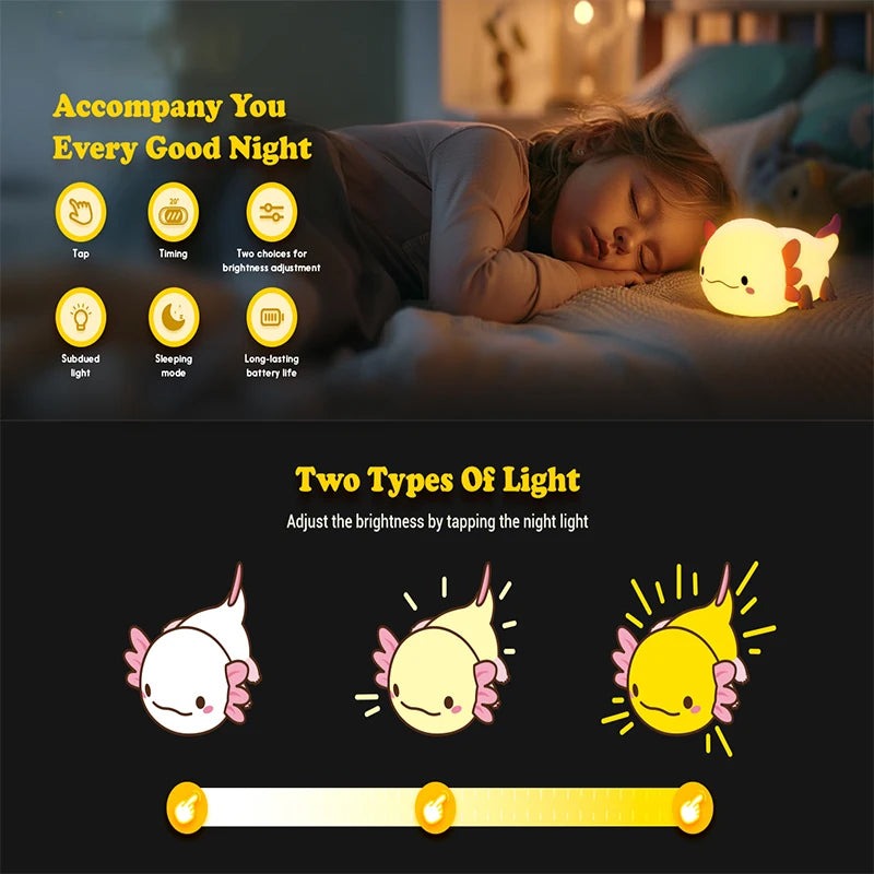 Axolotl Night Light Kawaii Axolotl Light With Soft Glow
