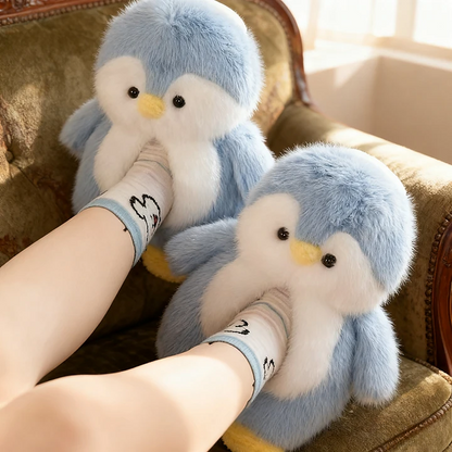 Plush Penguin Slippers Kawaii Cute Fluffy Slippers
