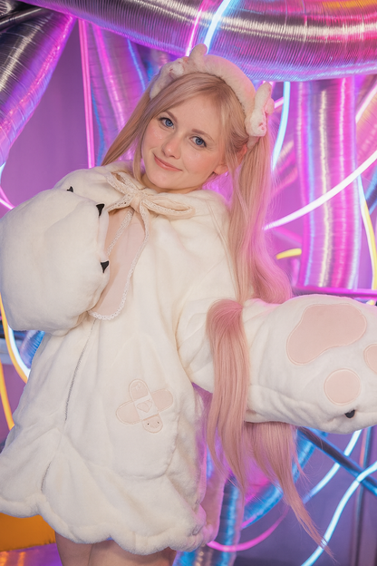 Bunny Hoodie With Bunny Ears Kawaii Plush Zip Up Coat