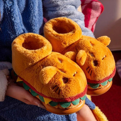 Cat Hamburger Plush Slippers