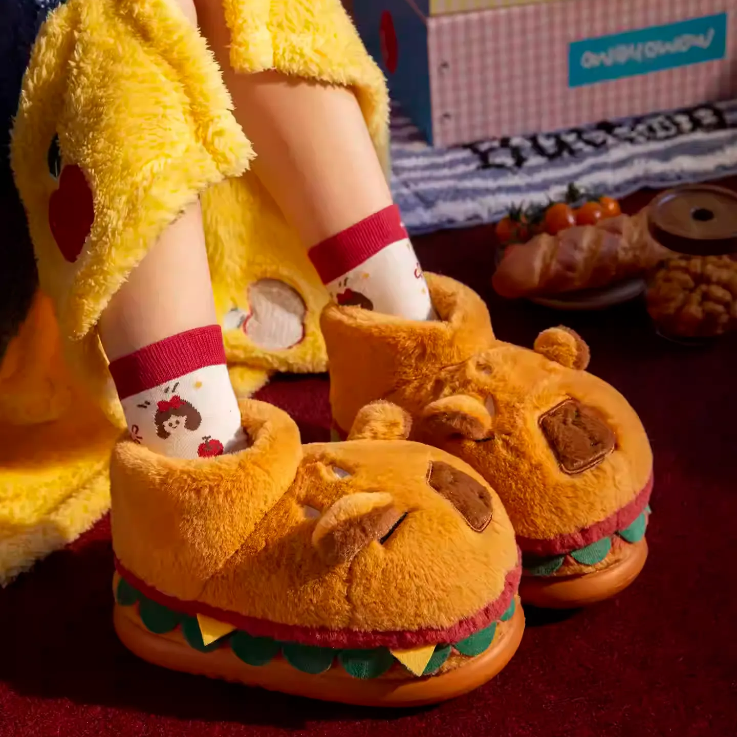 Capybara Hamburger Slippers