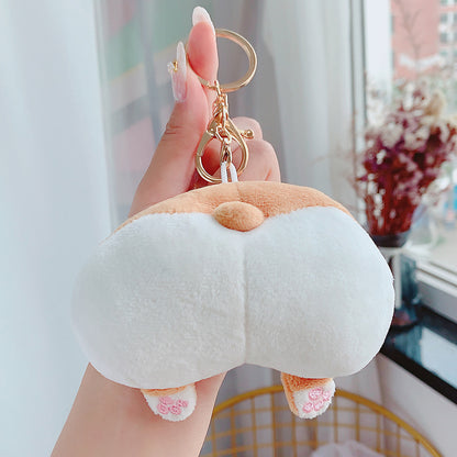 Cute Plush Corgi Butt Keychain