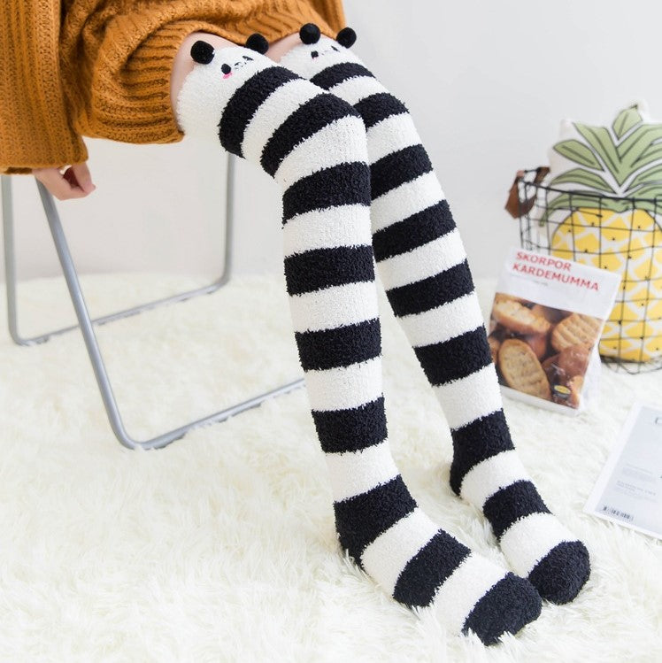 Cute Fuzzy Striped Animal Stockings