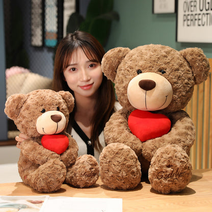 Brown Plush Bear with Plush Love Heart