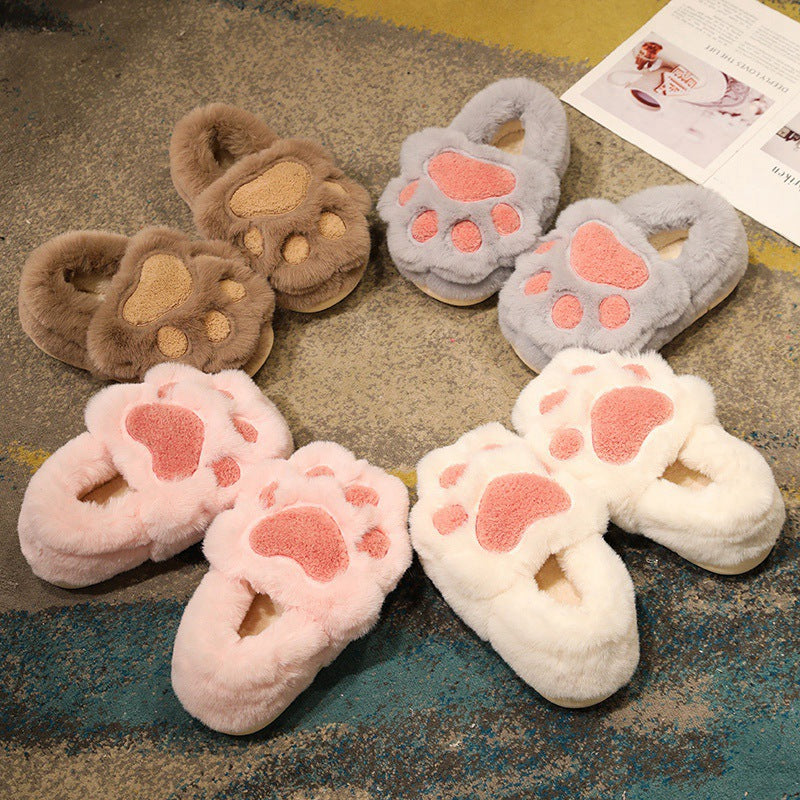 cat claw slippers - white - pink - grey - brown