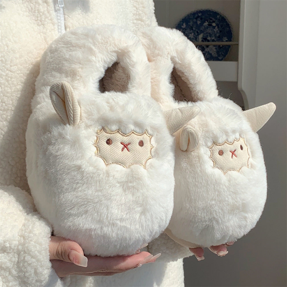 Fluffy Sheep Slippers - White
