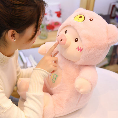 Piggy With Hood Dressing Plush Toy
