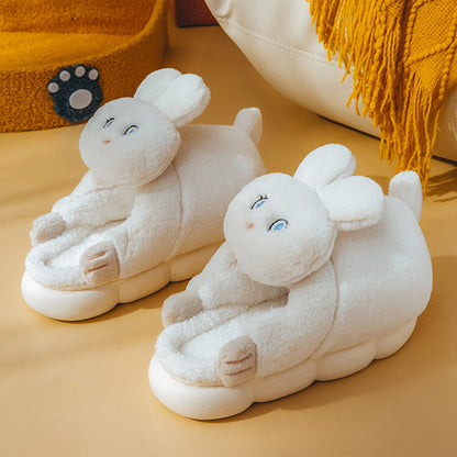 Cute Puffy Rabbit Warm Slippers