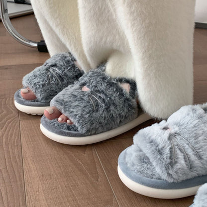 Furry Cat Ear Slippers