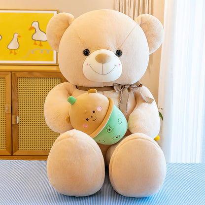 Teddy Bear With Bubble Tea Plush Toy