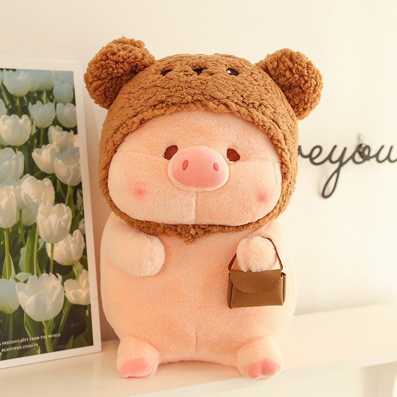 Cute Pig With Animal Hat Stuffed Toy