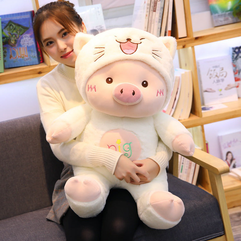 Piggy With Hood Dressing Plush Toy